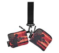 National Vietnam War Veterans Day Army Soldier with Gun 1 Women's Change Wallet Card Cases Slim Portable Credit Card Wallet Case with Keychain for Work Travel 2 Pcs, Multicolor, 4.13"(L) x 3.5"(W