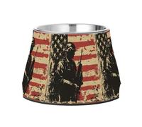 National Vietnam War Veterans Day Army Soldier with The Gun Dogs Feeding Bowls Non Slip Stainless Steel Pets Feeding Bowl for Slow Feed Cats Whisker Fatigue