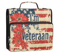 National Vietnam War Veterans Day Flowers 3 Rings 1.5 inch Sturdy Zipper Binder with Shoulder Strap & Handle Waterproof Document Organizer for School/Office
