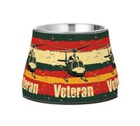National Vietnam War Veterans Day National Flag A Helicopter Dogs Feeding Bowls Non Slip Stainless Steel Cats Basic Bowls for Medium Dogs Whisker Fatigue