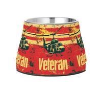 National Vietnam War Veterans Day National Flag A Helicopter Feed Dog Bowl with Stand Stainless Steel Raised Cat Bowls for Small Dogs Whisker Relief