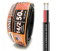National Wire&Cable - 14/2 Tinned Copper Professional Wire (50 Feet) 14 AWG Gauge Stranded PVC Cord - 2 Conductor Electrical Wire - Made in USA - CL Rated/ETL Listed - Automotive, Low Voltage Cable
