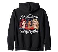 National Women's History Month We Rise Together Feminist Tee Zip Hoodie