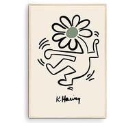 Nationcog Flower Dancing Print Keith Haring Poster Danish Pastel Pop Art Haring Wall Art Printable Haring Art Forest Green Color (Unframed) (9x11)