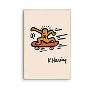 Nationcog Keith Haring Colourful Print, Keith Haring Skate Boarding Print, Keith Haring Exhibition Poster, Famous Artwork, Contemporary Art, Street Art Poster, Gallery Wall, Poster (Unframed) 16x24