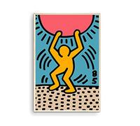 Nationcog Keith Haring poster, Keith Haring Man Carrying The Sun, Exhibition Poster, Man Holding Sun, Contemporary Street Art, Street Art Poster, Gallery Wall Poster (Unframed) 11x14