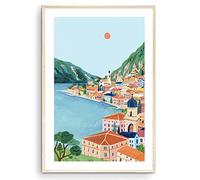Nationcog Lake Garda Travel Print, Italy Art Print, Travel Gift, Travel Poster, Europe Print, Italian Lakes, Northern Italy, Housewarming Gift (Unframed) (9x11)