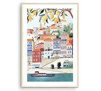 Nationcog Porto Art Print, Portugal Travel Poster, Unframed, 12x18 Inches, Abstract, Multi-orientation, Matte Finish, Indoor Use, Bedroom, Kitchen, Living Room