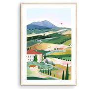 Nationcog Tuscany Art Print, Val d'Orcia, Travel Gift, Toscana Wall Art, Home Decor, Housewarming (Unframed) (9x11)
