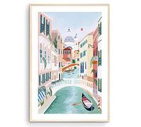 Nationcog Venice Art Print, Venezia Italy Art Print, Venice Painting, Travel Gift, Travel Poster, Engagement, Wedding, Anniversary, Housewarming Gift (Unframed) (12x18)