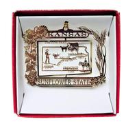 Nations Treasures Kansas Christmas ORNAMENT State Souvenir Gift Sunflowers Wheat Topeka + More