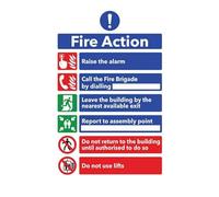 Nationwide Fire Specialist Fire Action Notice Sign, Pack of 5 (20cmx15cm)- Essential Vinyl Stickers for Emergency Evacuation Procedures in Buildings