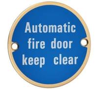 Nationwide Fire Specialist - Pack of 2 Automatic Fire Door Keep Clear Signage Brass