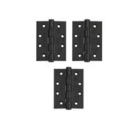 Nationwide Fire Specialists Matt Black Grade 13 Certifire Fir Square Door Hinge - 100mm 4 Inch Stainless Steel Ball Bearing Hinge for Wooden,Steel Doors - (Pack of 3)