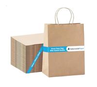 Nationwide Paper 100 Brown Kraft Party Paper Bag with Twist Handles, Extra Small Paper Bag, Biodegradable, DIY, Party, Shopping, Gifting, Grocery, Wedding, Birthday (13.3x20.3x9.5cm)
