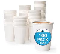 Nationwide Paper 100 White Paper Cups, Large Paper Cups Single Wall, Takeaway for Hot and Cold Drinks, Party Cups, Eco-Friendly, 100% Recyclable, 16oz (473ml)