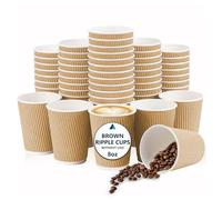 Nationwide Paper 100 x 8oz Disposable Coffee Cups - Takeaway Paper Cups for Hot and Cold Drinks - Kraft Triple Walled Disposable Paper Ripple Cups - Reusable Takeaway Coffee Cups (Without Lids)