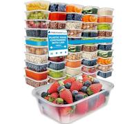 Nationwide Paper 1000ml-25 Pcs Plastic Food Containers with Lids, Rectangle Takeaway Containers for Meal Prep, Microwave and Freezer Safe, BPA Free
