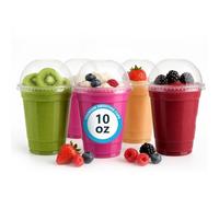 Nationwide Paper 100pcs 10oz Premium Smoothie Cups with Dome Lids, for Milkshake Juice Sweets & Thick Shakes Ice Cream Cups for Bar & Restaurants (295ml)
