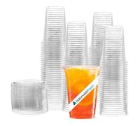 Nationwide Paper 16oz Smoothie Cups with Flat Lids, Crystal Clear Disposable Cups for Cold Drinks, Milkshakes, Iced Coffee - 100 Pack