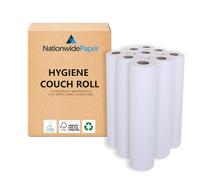 Nationwide Paper 2 Ply White Couch Roll Extra Strong Hygiene Paper Roll, 20 Inch Wide 40 Meter Long (12 Rolls)