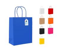 Nationwide Paper 200 Small Blue Paper Bags, Party Bags, Gift bag DIY and Sweet bags with Strong Twisted Handles (18x9x22cm)