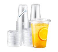 Nationwide Paper 20oz Crystal Clear Smoothie Cups with Flat lids, Perfect for Iced Coffee, Milkshake, Slurpee, Ice Cream, Razzle, Slush, Smoothy, Party's Pack of 100
