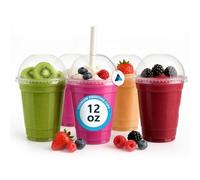 Nationwide Paper 50pcs 12oz Premium Smoothie Cups with Dome Lids, for Milkshake Juice Sweets & Thick Shakes Ice Cream Cups for Bar & Restaurants (355ml)