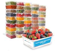 Nationwide Paper 650ml Plastic Food Containers with Lids Rectangle Takeaway Containers for Meal Prep Microwave and Freezer Safe BPA Free 100 Pcs