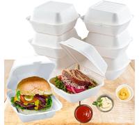 Nationwide Paper 6Inch Bagasse Clamshell Takeaway Burger Boxes Biodegradable, Compostable, and Recyclable Food Boxes, Pack of 100