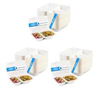 Nationwide Paper 9x6 Inch 2 Compartment Bagasse Clamshell Takeaway Box, Biodegradable Sugarcane Hinged Food Container (50pcs) (Pack of 3)