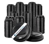Nationwide Paper Black 12oz / 90mm Lids for Coffee Cup, Insulated Disposable Coffee Cups Lid for Takeaway Drink, Leak Proof for Triple Walled Ripple Coffee Cup - Case of 500 Lids