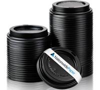 Nationwide Paper Black 16oz / 90mm Lids for Hot Drinks, Insulated Disposable Leak Proof Hot Drink Cup for Takeaway - Case of 500 Lids