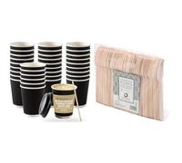 Nationwide Paper Coffee Cups with Lids, Insulated Ripple Hot Paper Cups, Disposable Cups for Takeawa & Utopia Birch Wood Fork 6.25inch / 16cm, F90211-000000-B01010, Pack of 100