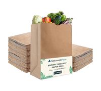 Nationwide Paper Extra Large 100 Pcs Brown Paper Bags No Handles Strong Takeaway Paper Bags for Grocery, Fruits, Vegetables 31.4x16x44cm
