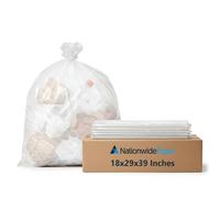 Nationwide Paper Extra Strong Clear Bin Bags 200 Pcs Refuse Sacks Everyday Commercial Trash Bags-18x29x39 Inches