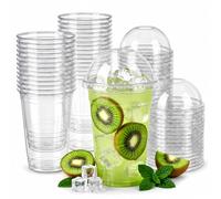 Nationwide Paper Strong Smoothie Cups with Dome Lids 20oz 100pcs for Smoothies, Milkshakes, Iced Coffee, Slushy, Thick Drinks and Bubble Tea Recyclable and Reusable (500ml)