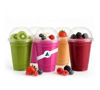 Nationwide Paper Strong Smoothie Cups with Dome Lids 20oz 200pcs for Smoothies, Milkshakes, Iced Coffee, Slushy, Thick Drinks and Bubble Tea Recyclable and Reusable (500ml)