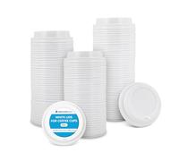Nationwide Paper White 8oz / 80mm Lids for Coffee Cup, Insulated Disposable Coffee Cups for Takeaway Drinks, Leak Proof Triple Walled Ripple Cups - 100 Lids