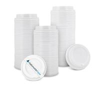 Nationwide Paper White 8oz / 80mm Lids for Coffee Cup, Insulated Disposable Coffee Cups Lids for Takeaway Drinks, Leak Proof Triple Walled Ripple Coffee Cups - Case of 500