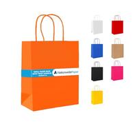 NationwidePaper 10 Small Orange Paper Bags with Strong Twisted Handles, Strong Party Bags, Gift bag DIY and Sweet bags (18x9x22cm)