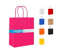 NationwidePaper 10 Small Pink Paper Bags with Strong Twisted Handles, Strong Party Bags, Gift bag DIY and Sweet bags (18x9x22cm)
