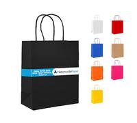 NationwidePaper 25 Small Black Paper Bags with Twist Handles, Strong Party Bags, Gift bag DIY and Sweet bags (18x9x22cm)