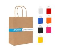 NationwidePaper 25 Small Brown Paper Bags, Party Bags, Gift bag DIY and Sweet bags with Twist Handles (18x9x22cm)