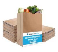 NationwidePaper Extra Large 500 Pcs Brown Paper Bags No Handles Strong Takeaway Paper Bags for Grocery, Fruits, Vegetables 31.4x16x44cm