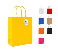 NationwidePaper Small Paper Gift Bags with Twist Handles, Yellow, 18x9x22cm, 25 Pack, Premium Kraft Material for Birthdays, Parties, Weddings