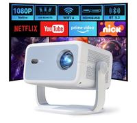 [Native 1080P FHD,AI Auto Focus] Smart Projector 600 ANSI 4K Support,Auto Keystone Digital Zoom,Built-in Apps with Android TV OS,WiFi 6 Bluetooth 5.2,Portable Projector Compatible with Netflix,YouTube