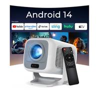 [Native 1080P FHD/AI Visual Calibration] Smart Projector 4K Support, 600 ANSI, WiFi 6 and Bluetooth 5.4, AI Auto Focus&Keystone, Android TV OS 10,000+Apps, Mini Portable Projector for Bedroom