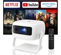 Native 1080P HD Projector with Support 4K, WiFi 6, Bluetooth, Dustproof Design, Motorized Focus, Built-in Speaker, Smart Projector for Indoor and Outdoor Use, Support