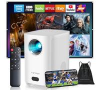 Native 1080P WiFi Bluetooth Projector - 15,000 Lumens Mini Portable Outdoor Movie Projector with Electric Focus, Compatible with TV Stick, HDMI, USB, Android